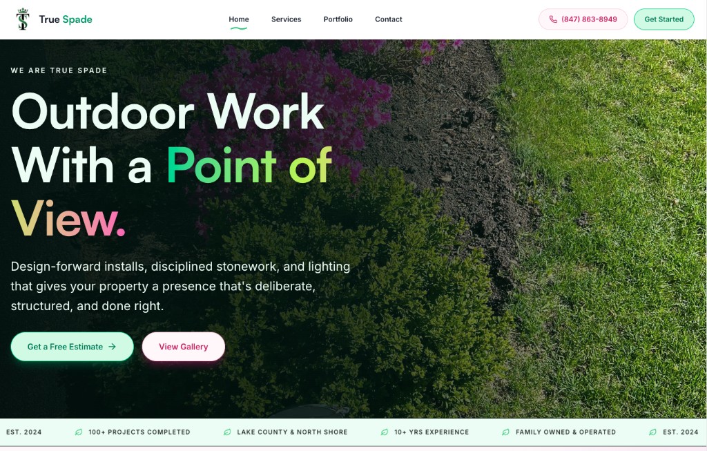 True Spade landscaping website